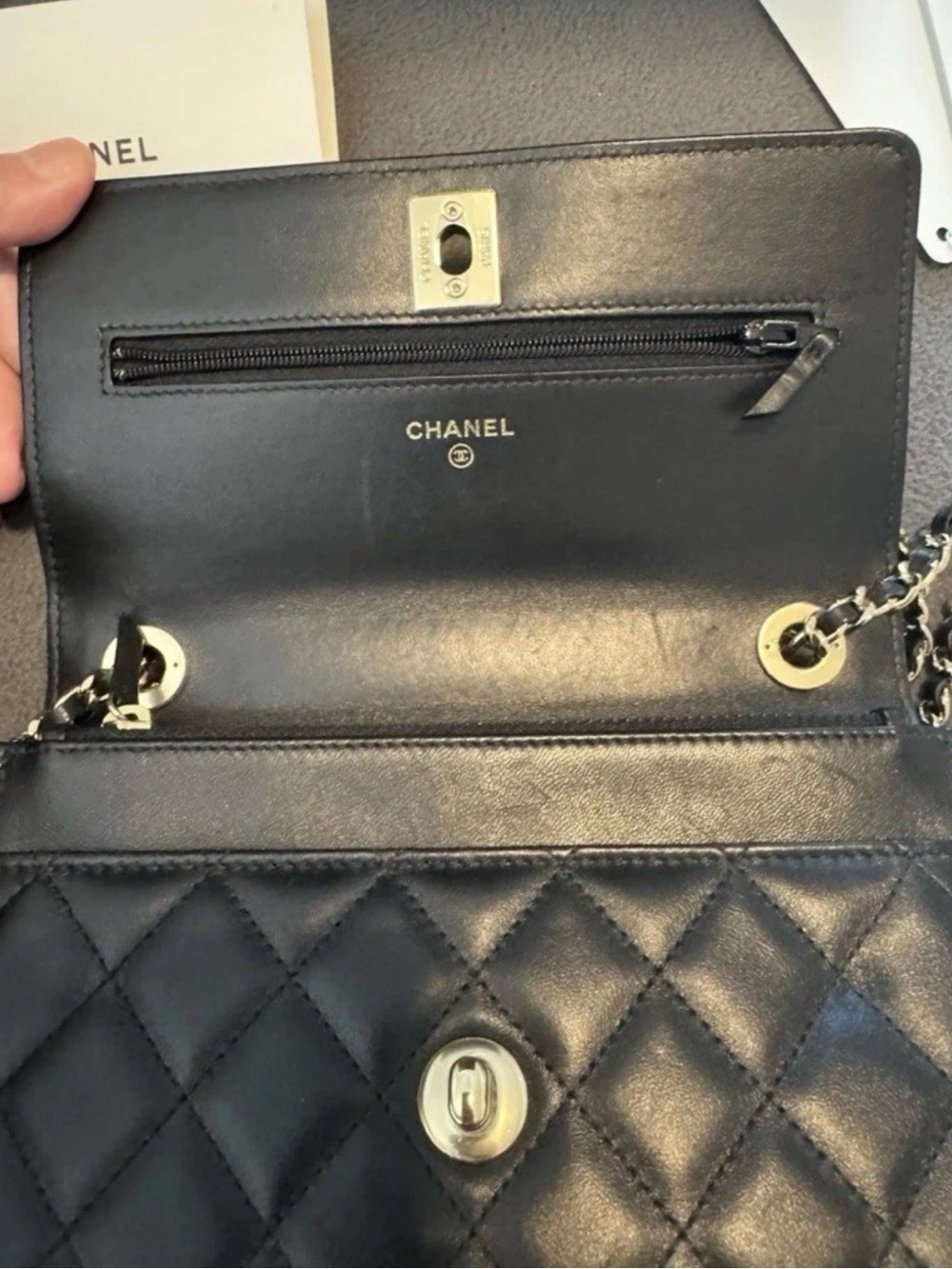 CHANEL Black Quilted Lambskin Shoulder Bag with Gold Hardware - Picture 7 of 11